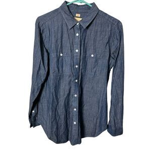 Ann Taylor Loft "the softened shirt" chambray blue medium button up